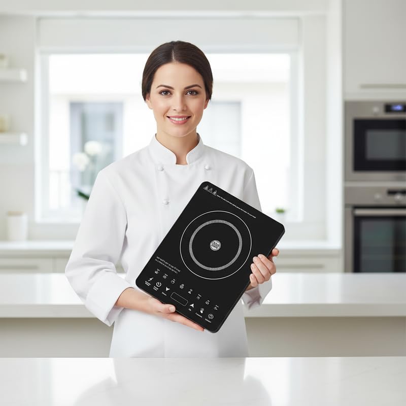 Drumstone (15 Years Warranty) 2000W Portable Induction Cooktop – Fast Heating, Touch Control, Energy Efficient, Smart Temperature, Safety Lock, Compact Design