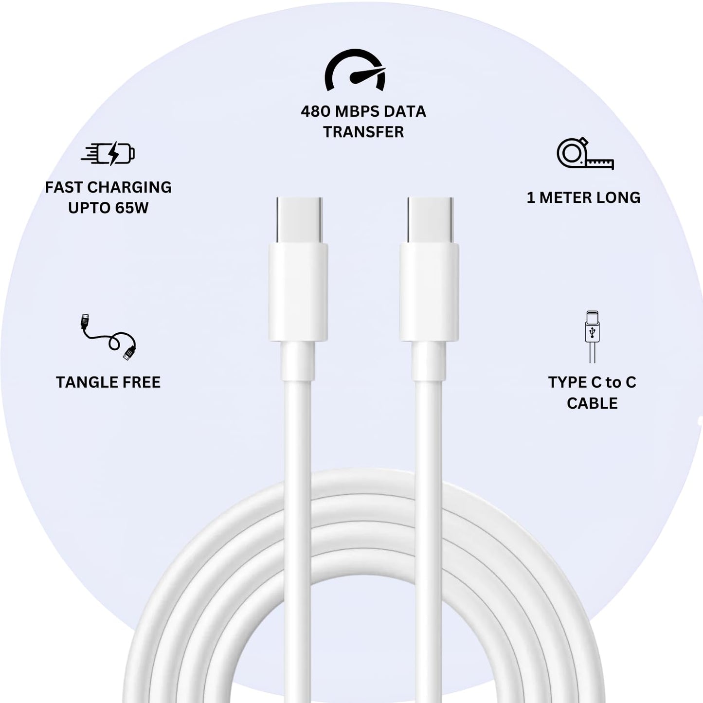 Type C to C Fast Charging USB C Cable 3.0 white